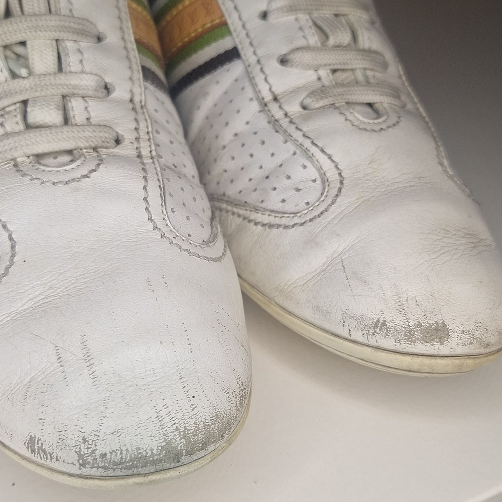 Louis Vuitton White Perforated Leather Bastia Sneakers Size Mens 7 - Picture 8 of 15
